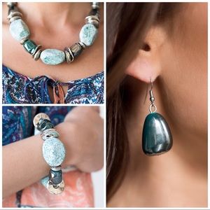 Bundle Chunky Blue Necklace, earring, bracelet set